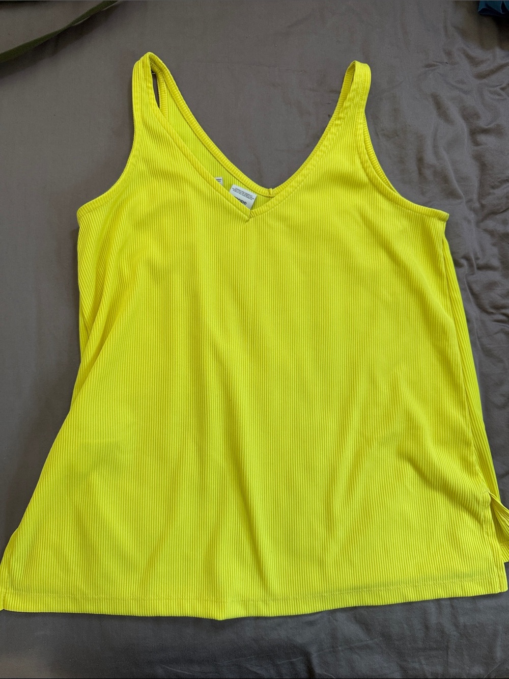 adidas Originals Neon Yellow Ribbed Logo Tank Top - Picture 2 of 7